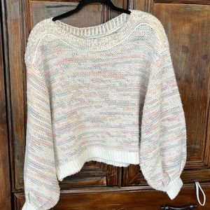 BB Dakota by Steve Madden Boatneck balloon sleeve multicolor sweater